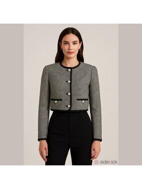 VINTAGE GEOFFREY ALEXANDER FOR PRIVATE AGENDA CROPPED TWEED JACKET